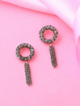 Estele - Rhodium Plated Dazzling Designer Drop Earrings with Crystals for Women